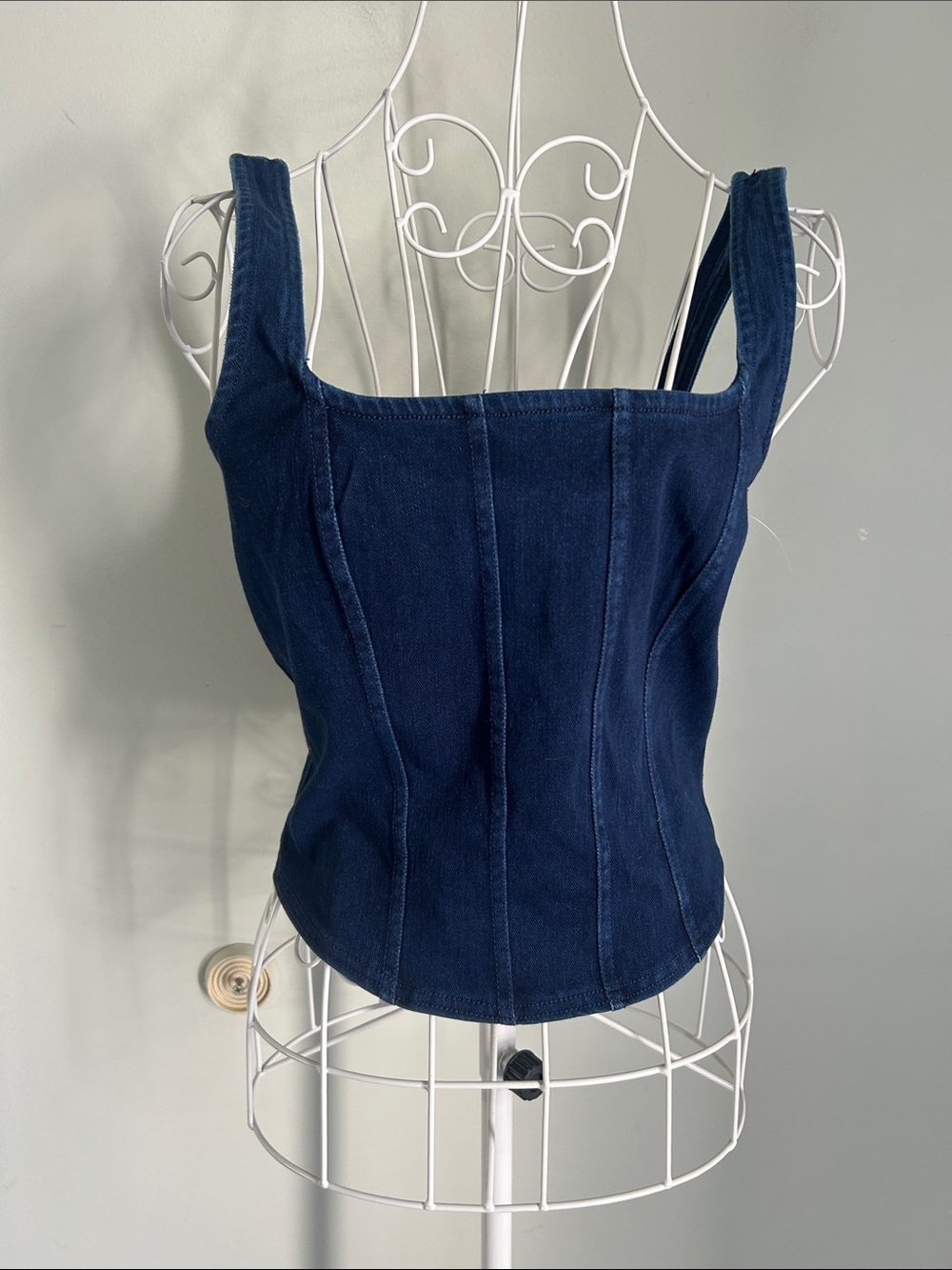 Good American Dark Blue Denim Corset Camisole